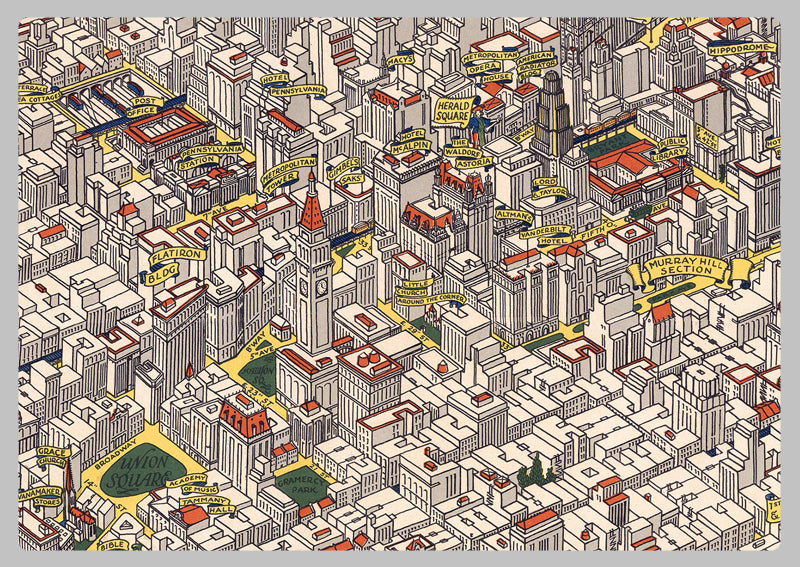 1926 Map of the Wondrous Isle of Manhattan