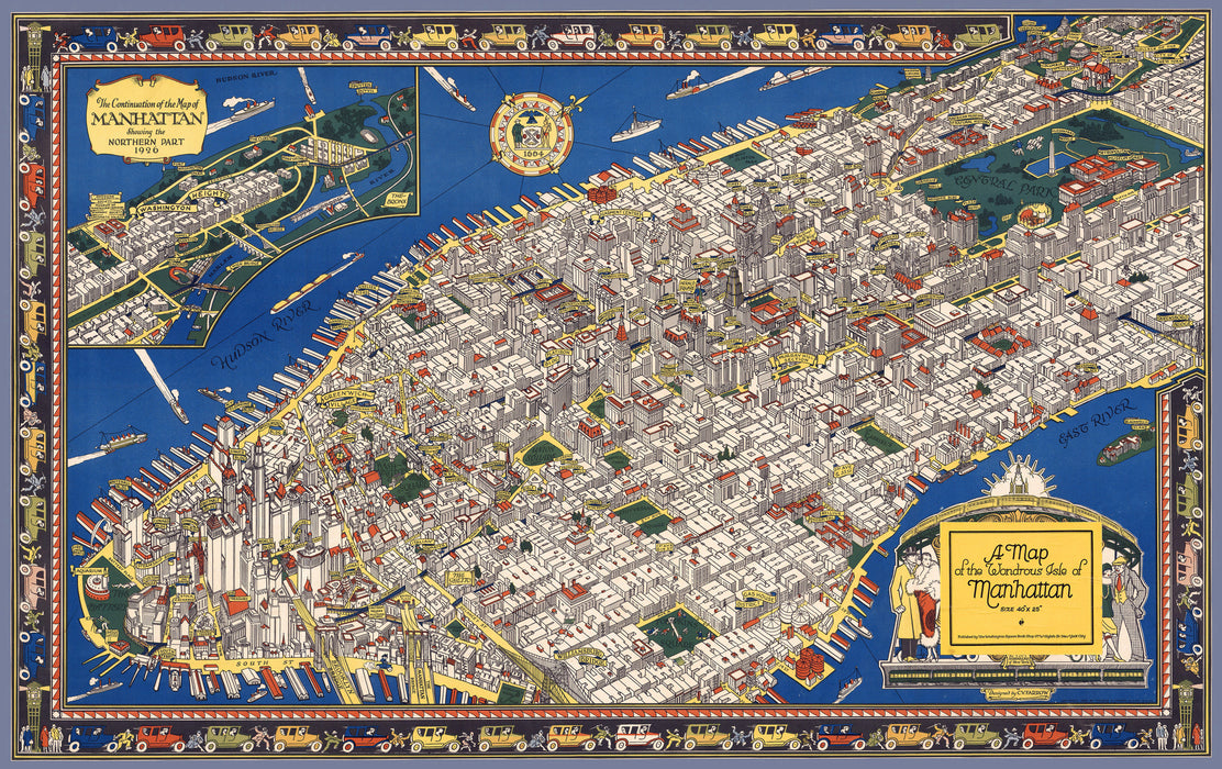 1926 Map of the Wondrous Isle of Manhattan