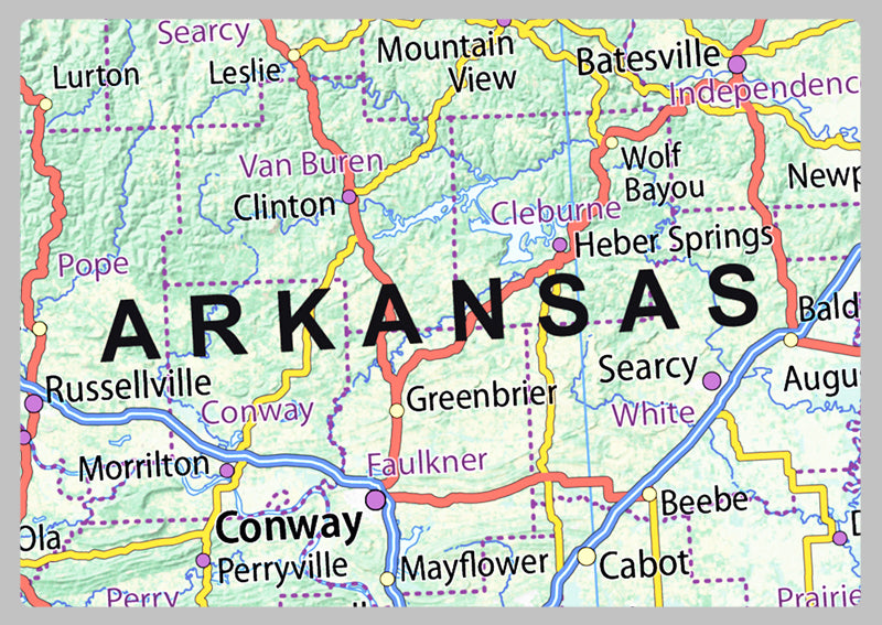 Arkansas Physical State Map