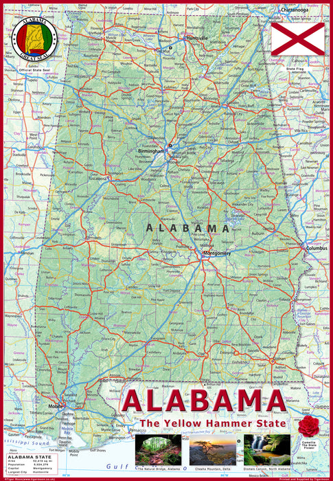 Alabama Map.pdf Alabama Physical State Map– I Love Maps