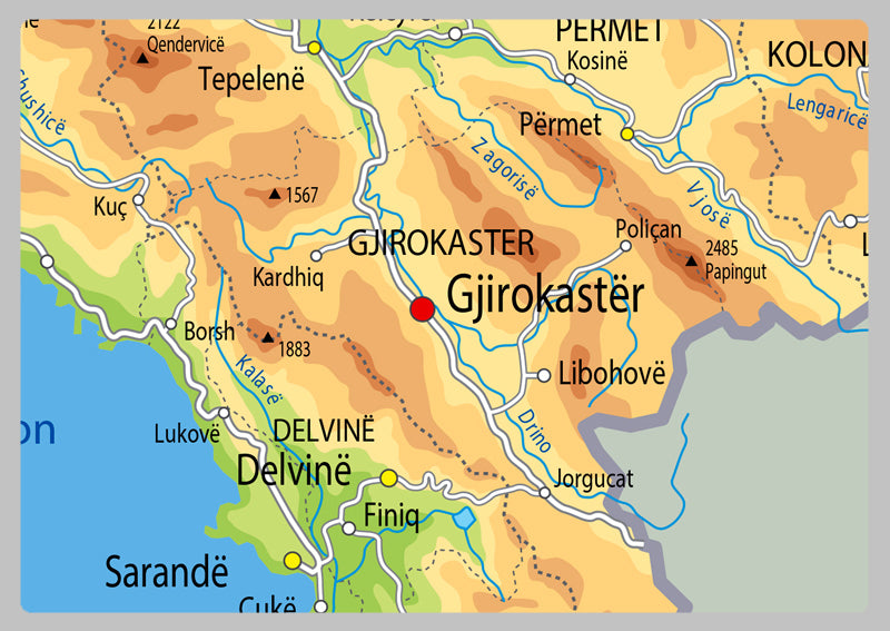 Physical Map of Albania - The Oxford Collection