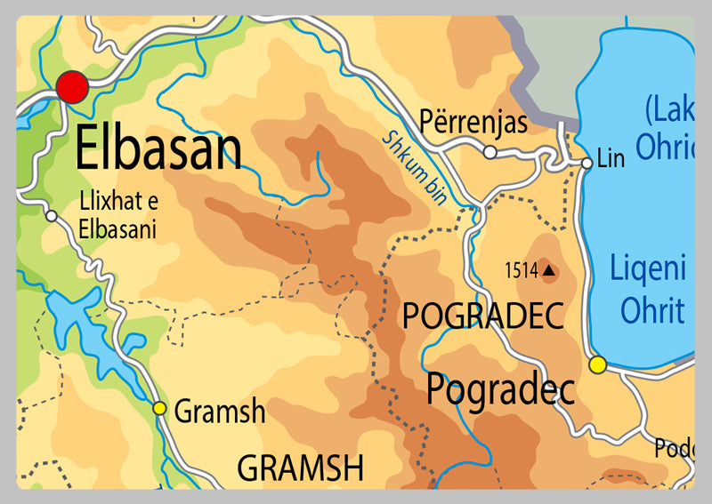 Physical Map of Albania - The Oxford Collection