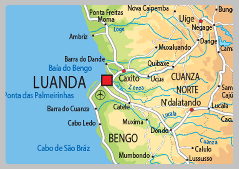 Physical Map of Angola - The Oxford Collection
