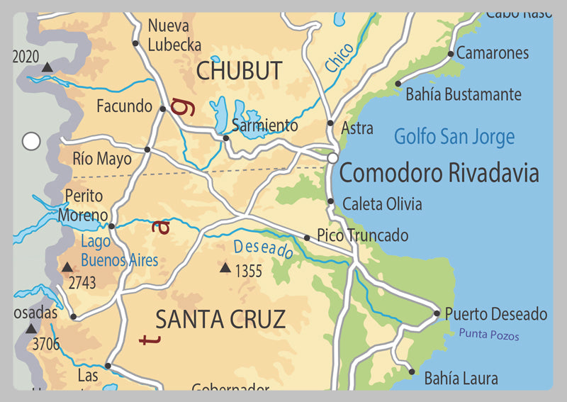 Physical Map of Argentina - The Oxford Collection