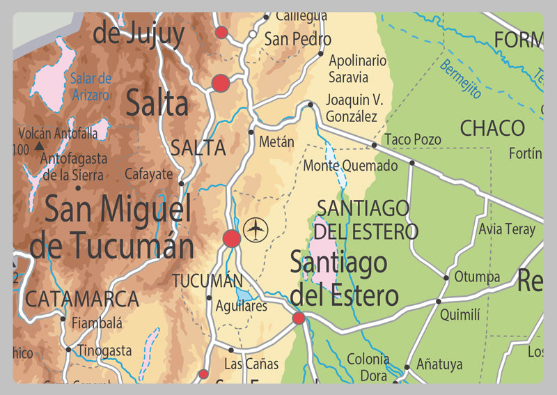 Physical Map of Argentina - The Oxford Collection