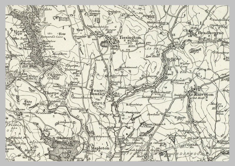 1890 Collection - Ashbourne (Buxton) Ordnance Survey Map