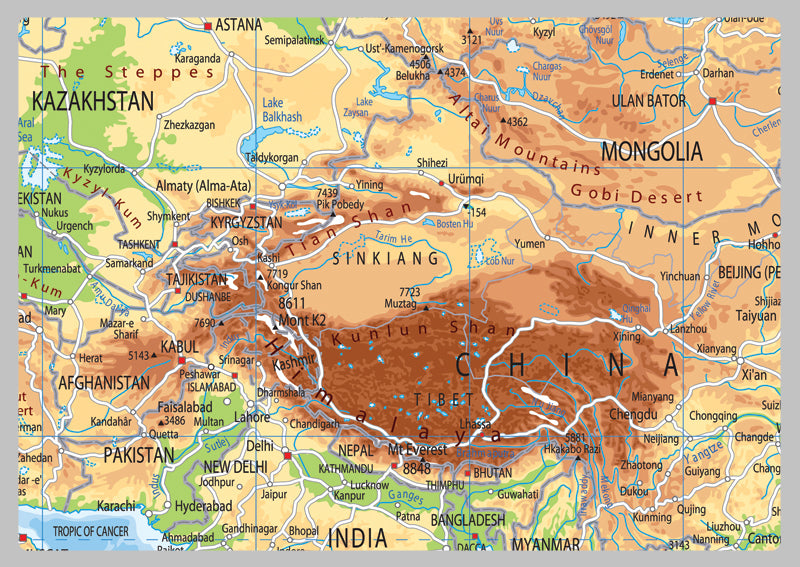 Asia Physical Map