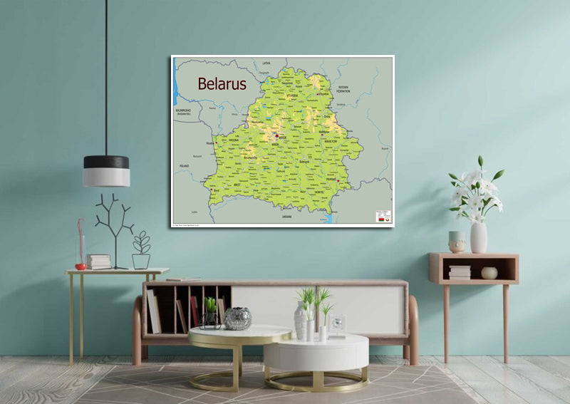 Physical Map of Belarus - The Oxford Collection
