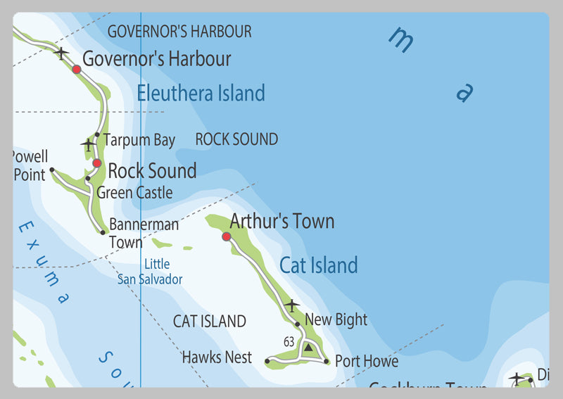 Physical Map of the Bahamas - The Oxford Collection