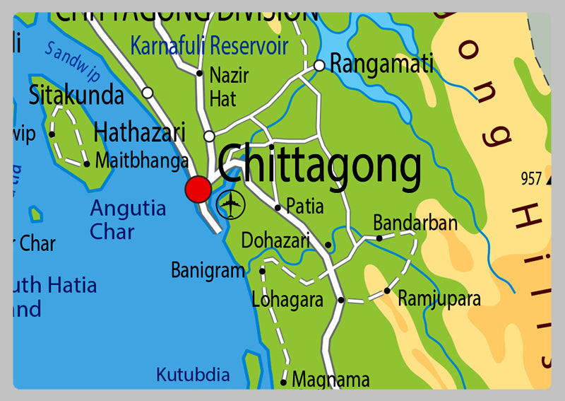 Physical Map of Bangladesh - The Oxford Collection