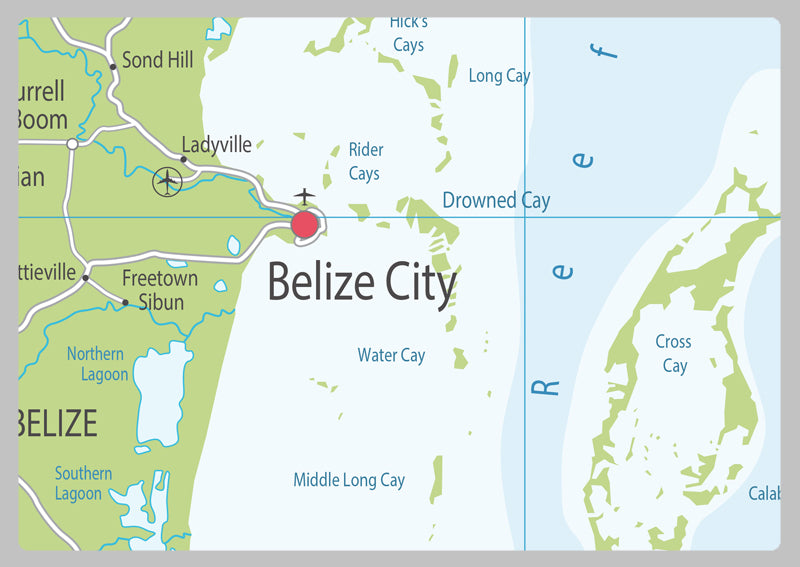 Physical Map of Belize - The Oxford Collection