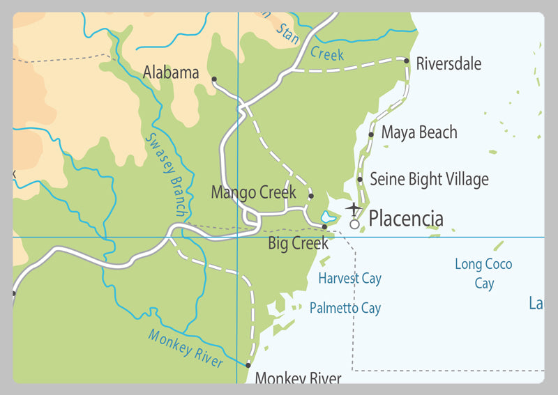 Physical Map of Belize - The Oxford Collection