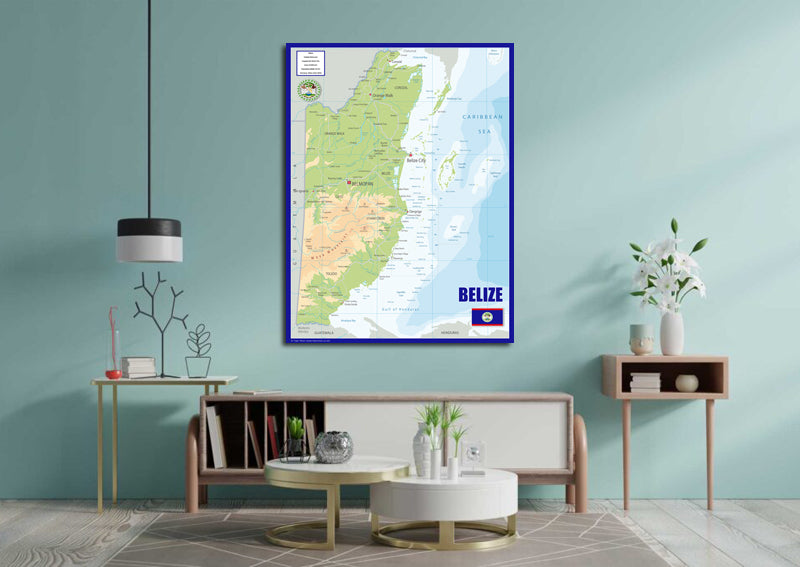 Physical Map of Belize - The Oxford Collection