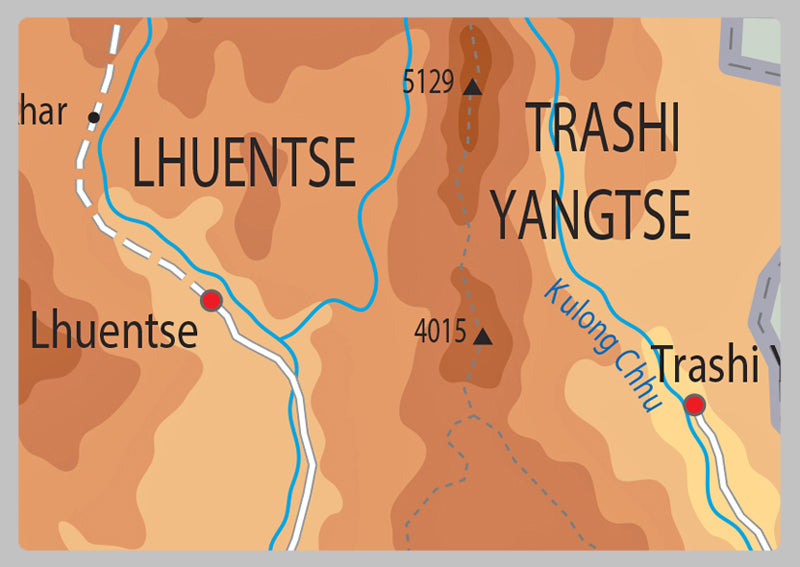 Physical Map of Bhutan - The Oxford Collection