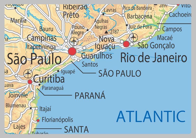 Physical Map of Brazil - The Oxford Collection