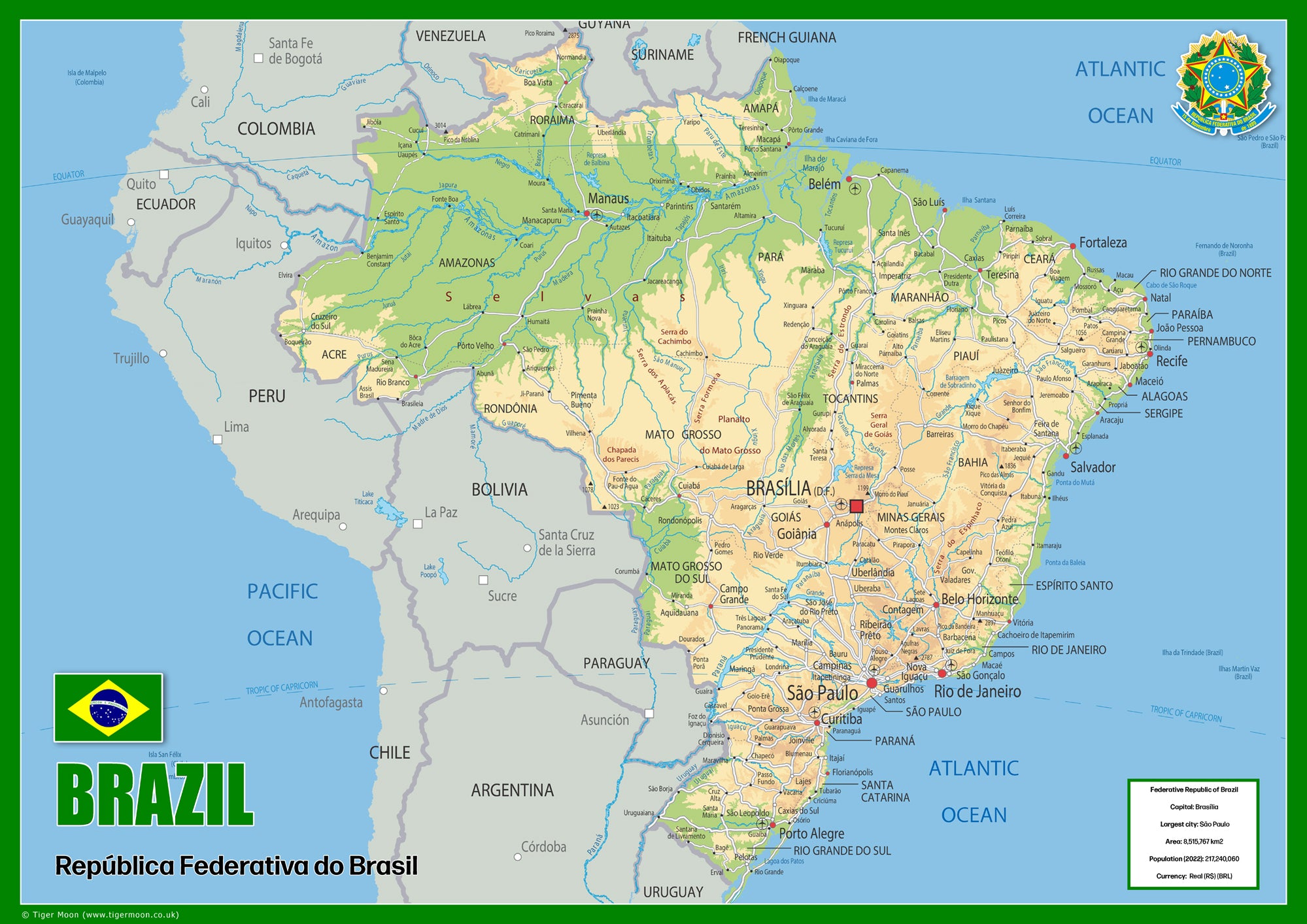 Physical Map Of Brazil The Oxford Collection I Love Maps physical-map-of-brazil-the-oxford-collection-i-love-maps