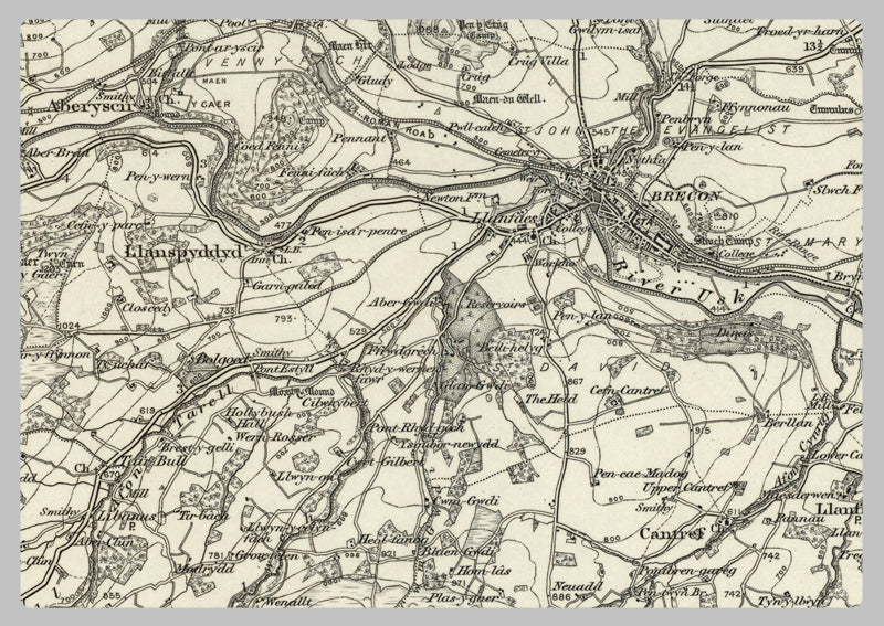 1890 Collection - Brecon (Builth) Ordnance Survey Map