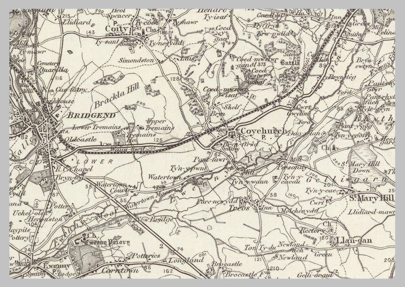 1890 Collection - Bridgend (Pontypridd) Ordnance Survey Map