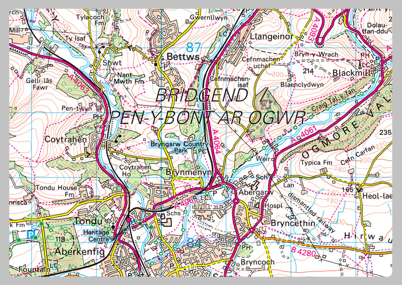 Bridgend County Map