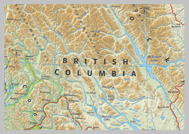 British Columbia Physical Map– I Love Maps
