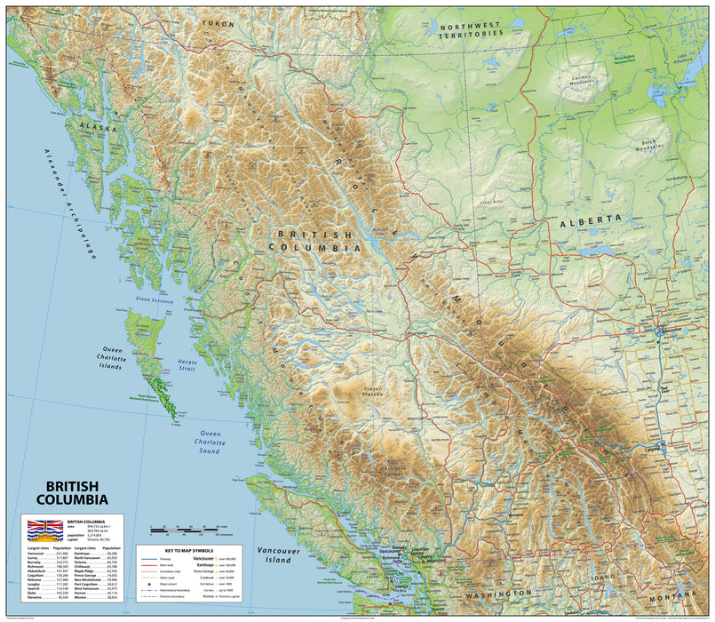 Printable Map Bc British Columbia Physical Map– I Love Maps