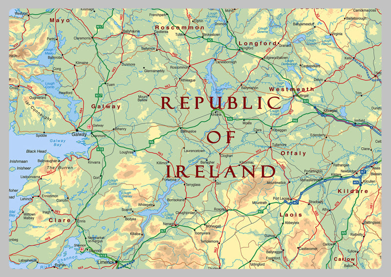 British Isles Physical Wall Map