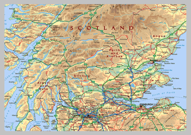 British Isles Physical Wall Map