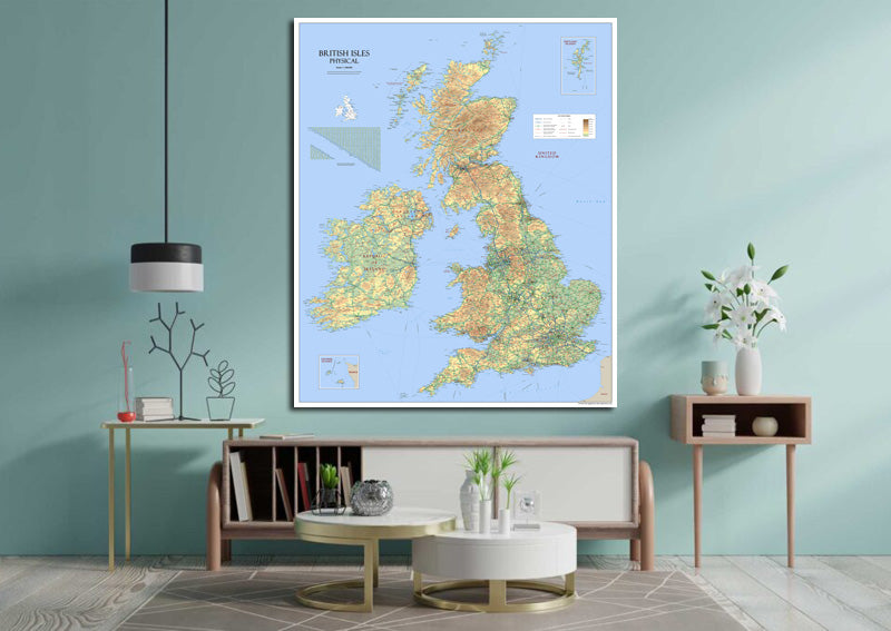 British Isles Physical Wall Map
