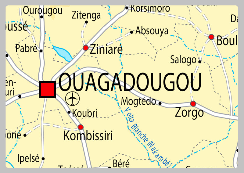 Physical Map of Burkina Faso - The Oxford Collection