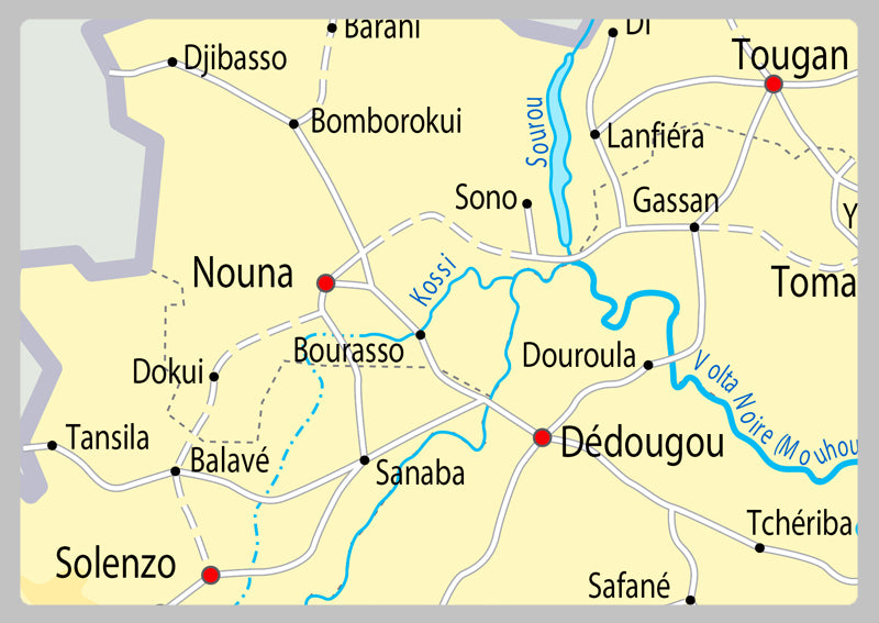 Physical Map of Burkina Faso - The Oxford Collection