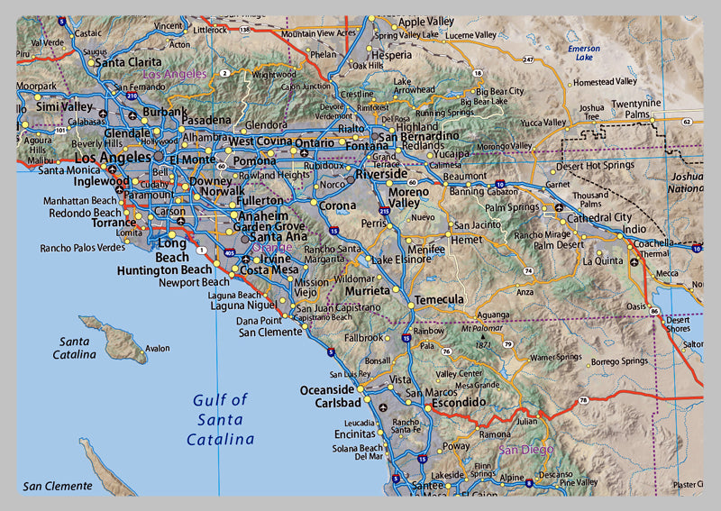 California and Nevada Physical State Map