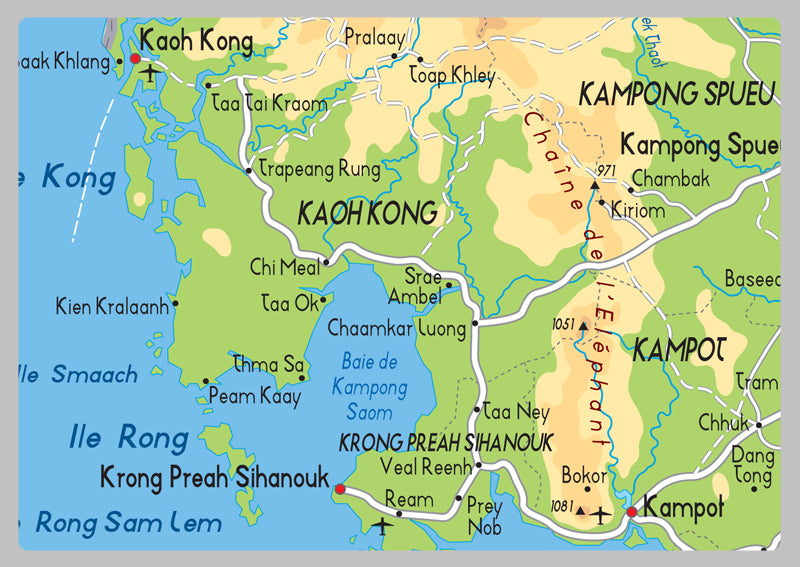 Cambodia Physical Map