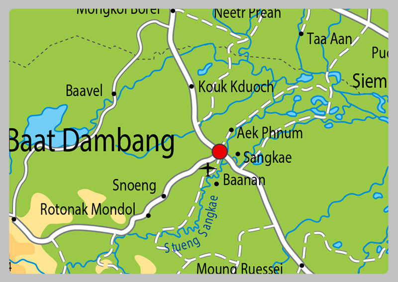 Physical Map of Cambodia - The Oxford Collection