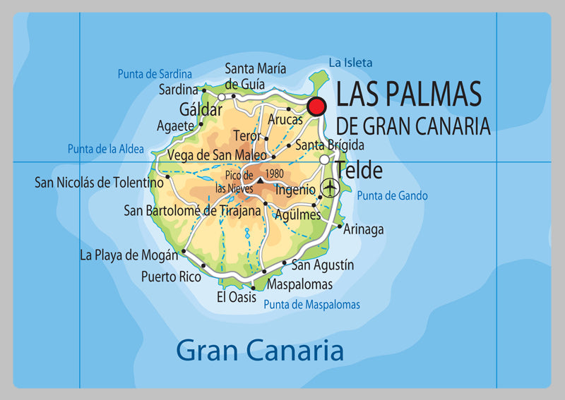 Canary Islands Physical Map