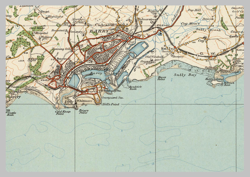 1920 Collection - Cardiff & The Mouth of the Severn Ordnance Survey Map