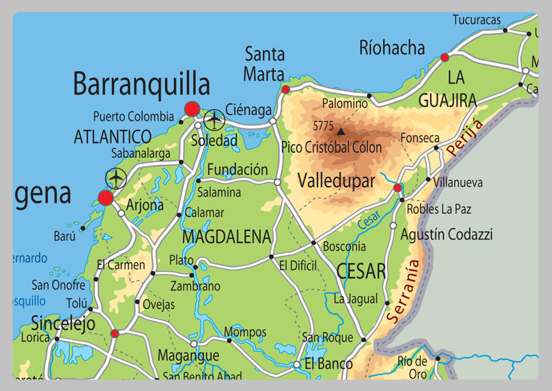 Colombia Physical Map
