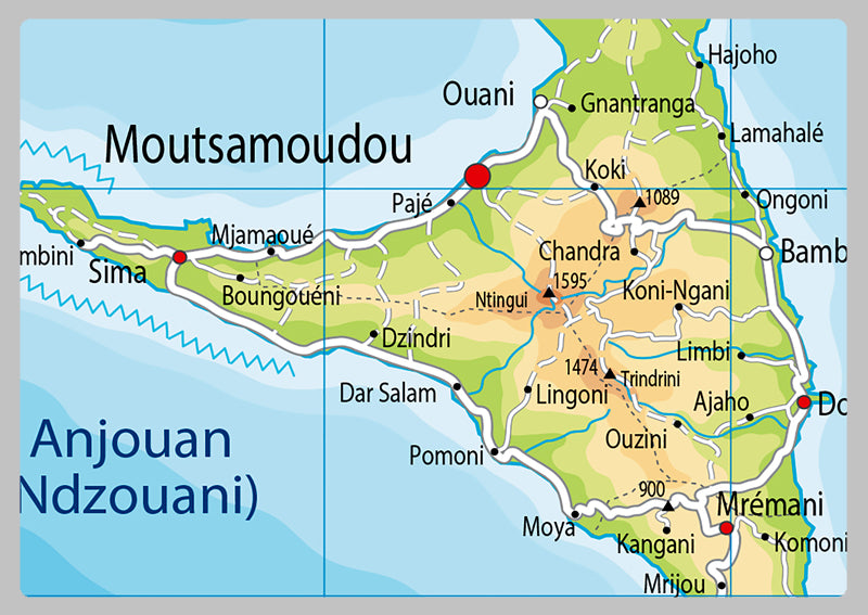 Physical Map of Comoros The Oxford Collection I Love Maps
