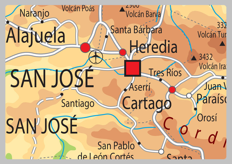 Physical Map of Costa Rica - The Oxford Collection