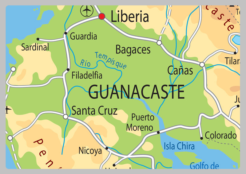 Physical Map of Costa Rica - The Oxford Collection
