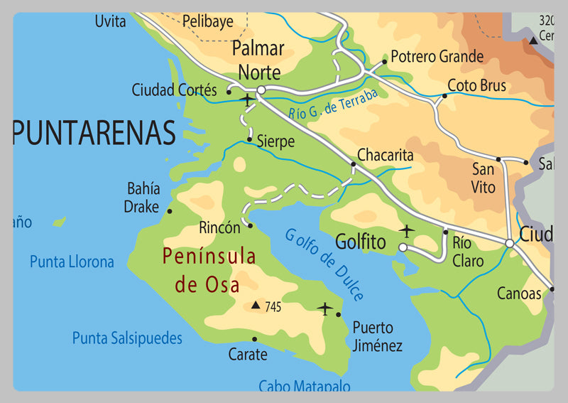 Physical Map of Costa Rica - The Oxford Collection