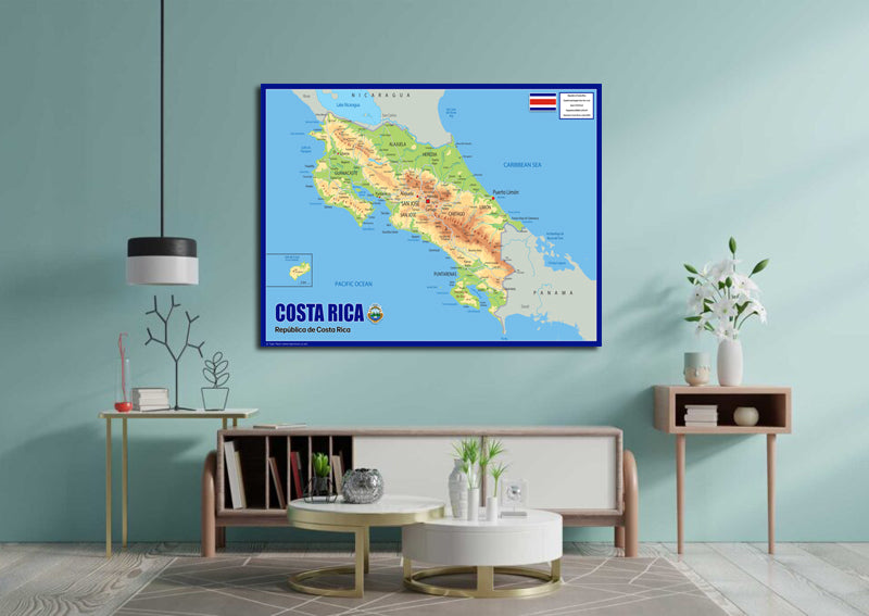 Physical Map of Costa Rica - The Oxford Collection