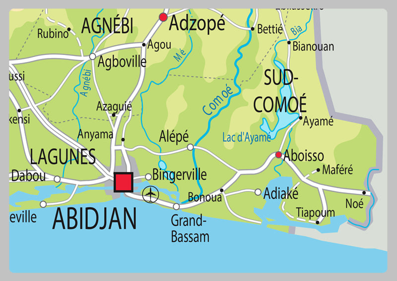 Physical Map of the Ivory Coast - The Oxford Collection