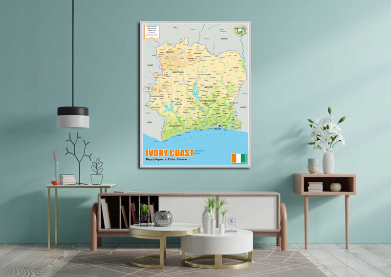 Physical Map of the Ivory Coast - The Oxford Collection