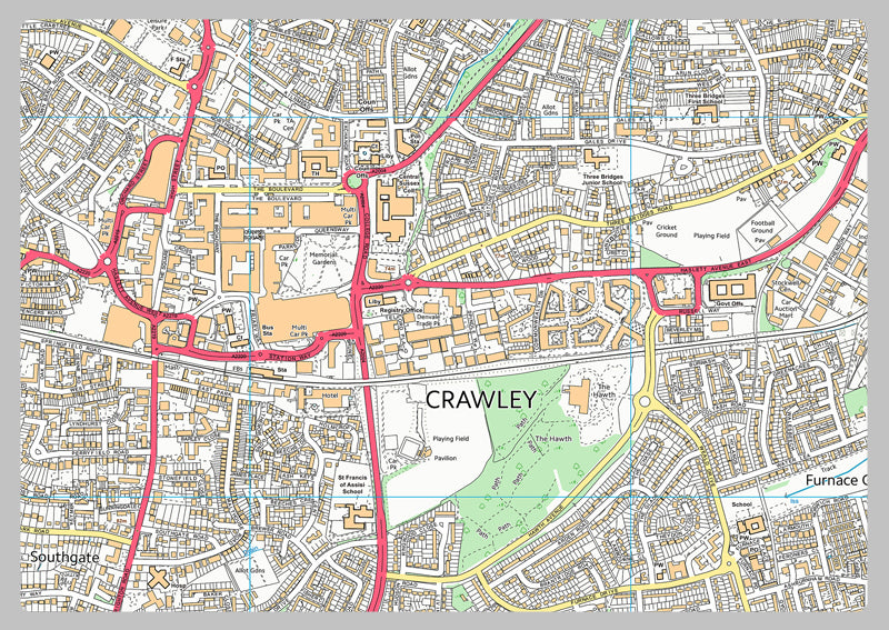 Crawley and Gatwick Airport Street Map