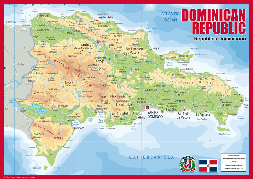 Physical Map of the Dominican Republic - The Oxford Collection