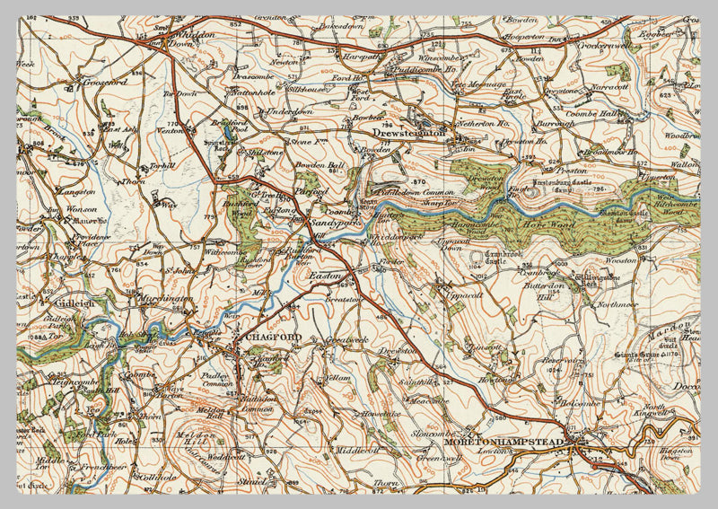 1920 Collection - Dartmoor & Exeter Ordnance Survey Map