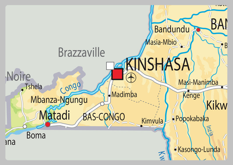Physical Map of the Democratic Republic of Congo - The Oxford Collection