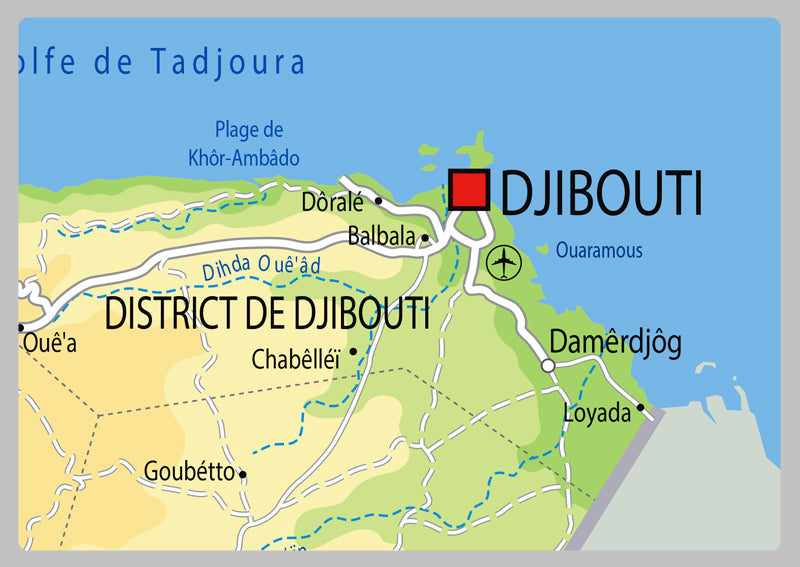 Physical Map of Dijibouti - The Oxford Collection