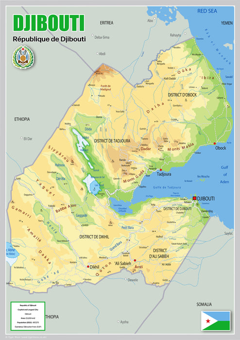Physical Map of Dijibouti - The Oxford Collection