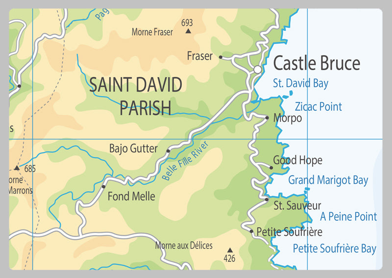 Physical Map of Dominica - The Oxford Collection